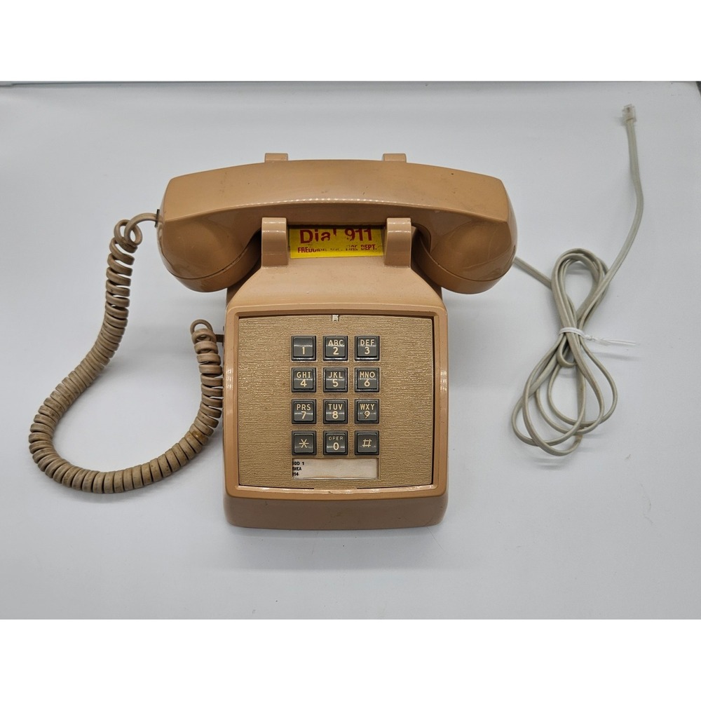 Vintage ITT 2500 Series Push Button Telephone Tan Beige Made in USA Alltel SM